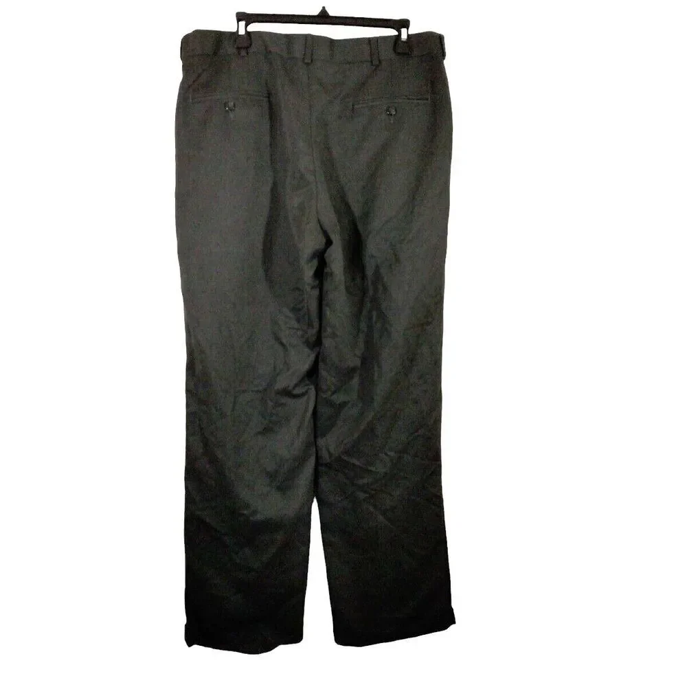 George Mens Dress Pants Size 36x32 Gray Pleated Front Cuffed EUC